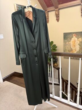 Long Satin Maxi Dress in Dark Green